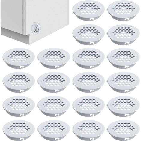 Confezione da 20 griglie di ventilazione rotonde per cucine e bagni. Griglie di ventilazione inferiori in acciaio inox da 35 mm di diametro. Fori di ventilazione. (1/5)