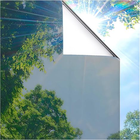 Pellicola oscurante unidirezionale per finestre, riflettente, termoisolante, resistente ai raggi UV, elettrostatica, argento, 45x100 cm (1/5)