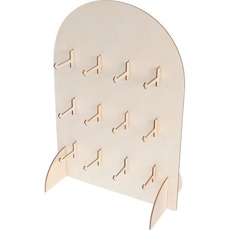 Soporte multifuncional de madera para exhibición de joyas con ganchos extraíbles. (1/5)
