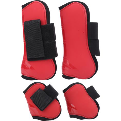 Guêtres de protection pour tendons de cheval, coque en PU épaisse, protège-jambes, rouge, taille M. (1/5)