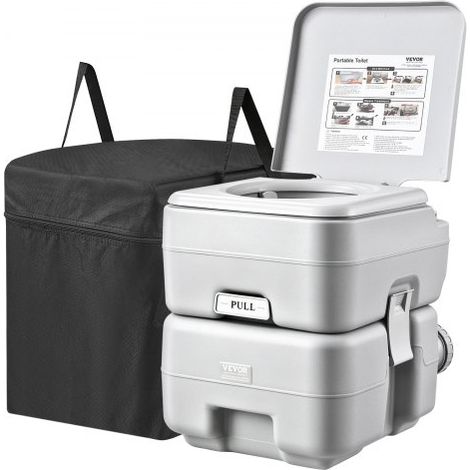 Toilette Portable avec Chasse d’Eau, Toilette de Camping avec Réservoir à Matières 20 L et Réservoir d’Eau 12 L, WC de Voyage avec Sac de Transport, Étanche Sans Odeur, pour Camping-car Caravane (1/4)