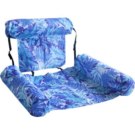 Fauteuil gonflable de piscine pour adultes - canapé de piscine en PVC résistant avec filet, pliable en trois tubes, bleu marine, idéal pour bronzer, les pool parties et se détendre. (1/4)