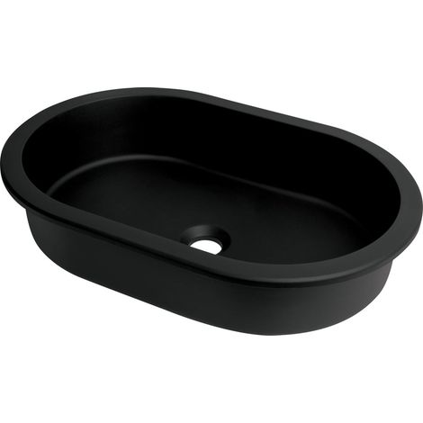 Vasque à encastrer en granit ovale finition noire 58,8x39 cm - Delia