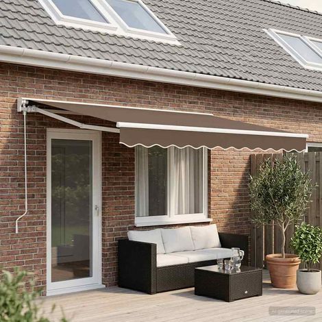 Teenpull – Manuell einziehbare Markise Taupe 5 x 3 m (1/5)