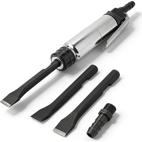 Pneumatic Chisel, 6500BPM 420L/Min Chisel Straight Type Pneumatic Hammer With 2 Chisels 14cm, Compact Set Hammer Pricking Hammer Compressed Air Shovel Concrete Breaker For Demolishing Concrete Walls (1/5)