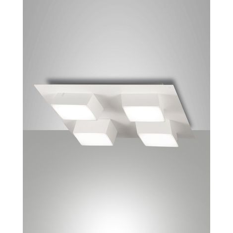 Lucas Plafoniera LED Quadrata 48W 4160lm 3000K Bianco - Struttura in Metallo e Metacrilato Dimmerabile a Taglio di Fase, Design Moderno IP20