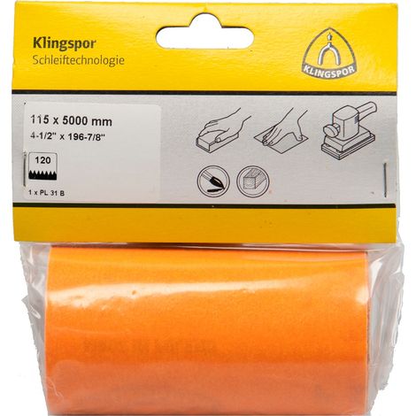 Klingspor PL 31 B Rollen, 115 x 5000 mm Korn 120, SB-verpackt in Folie (1/3)