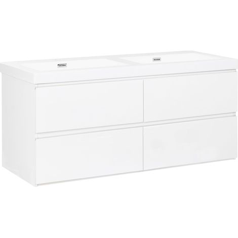 Wall Mounted Double Basin Vanity Unit CARDIEL 120 cm White
