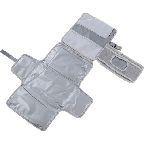 Tragbare Wickelauflage, großes Stauvolumen, faltbar, wasserdicht, ideal für Reisen, grau. (1/5)