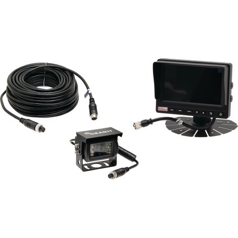 Kit sistema video, monitor da 5 pollici, telecamera, angolo di visione 130 gradi, 10-32 V, L=20 m, IP69K (1/2)