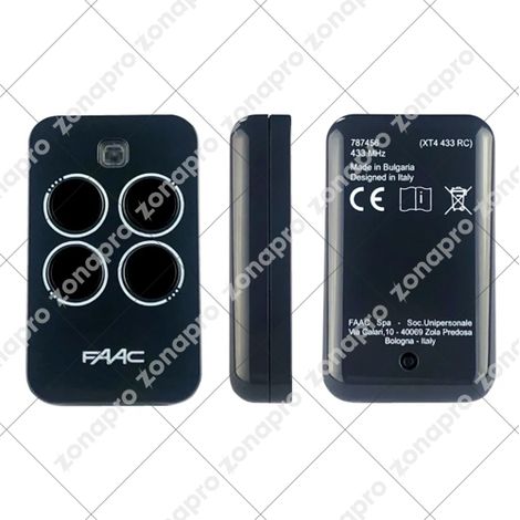 Mando a Distancia Emisor 4 Canales Gris FAAC XT4 433 RC 787456 (1/4)