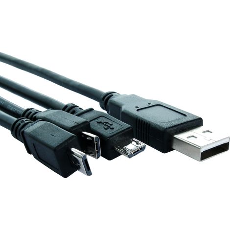 Câble USB RS PRO, 3 connecteurs USB mâles Micro B vers USB-A mâle, 800mm ( Prix pour 1 )