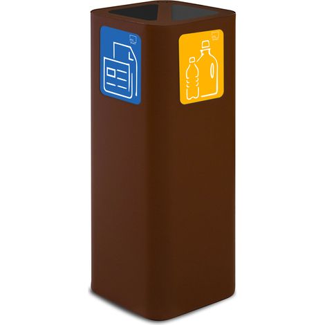 Pattumiera Per Raccolta Rifiuti 30x30xh80 cm In Acciaio Verniciato Cover a 2 Scomparti Marrone (1/2)
