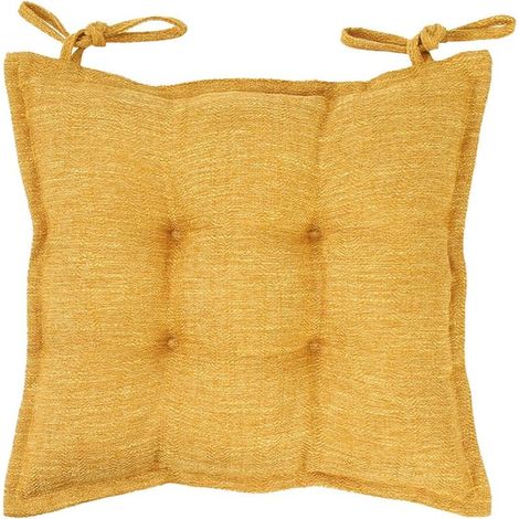 Cuscini antiscivolo e morbidi con nastri per sedie da interno, gialli, 46 x 45 cm, confezione da 1