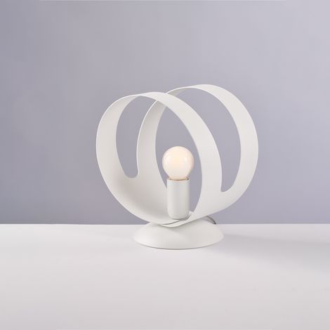 Lumetto in ferro laccato bianco con fascia tagliata a laser 1 luce H.22 - Ø19