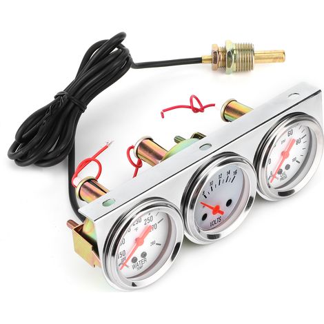 3-in-1 Universal-Instrumentensatz: Wassertemperatur, Voltmeter, Öldruck (52 mm) – Mechanisches Kfz-Instrumentenset (1/5)