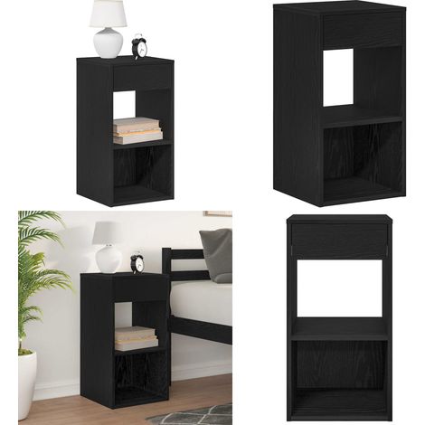 vidaXL Nachttisch mit Schublade Schwarz Eichen-Optik 35x34x66,5 cm (1/5)