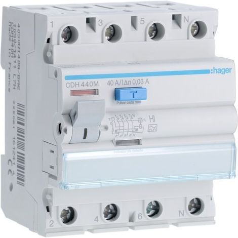 HAGER CDH440M Diferencial 4P 40A 30mA tipo HI