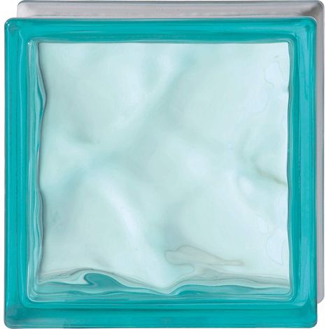 Vetromattone effetto ondulato propagazione armoniosa luce 190 x 190 x 80 mm colore- turchese - confezione 1