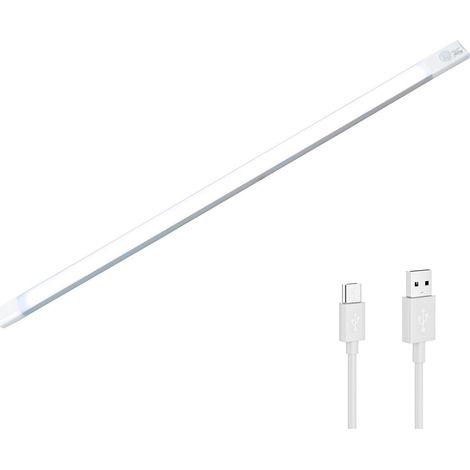 Tira 48 LED luz fría para armario 58cm con sensor de movimiento recargable USB