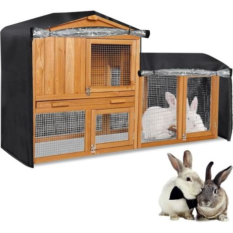 4FT:122x50x105 Housses Cage Lapin, Housse Anti-Poussière pour Cage à Lapin Double Couche Imperméable Extérieure avec Fermeture éclair et Ventilation Couverture pour Cage à Lapin