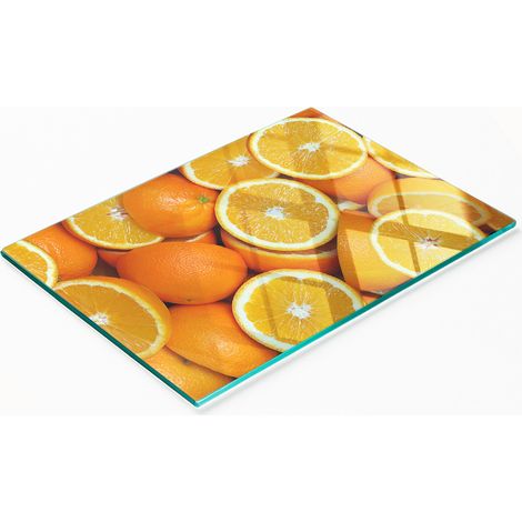 Elegante e resistente pannello in vetro con stampa a metà arancioni, 80x52 cm. (1/5)