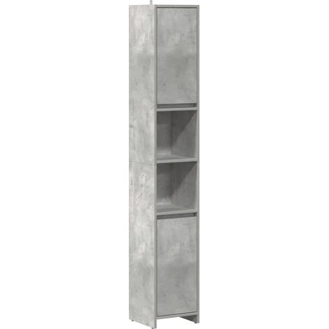 Mobiletto da bagno classico con contenitore 30 x 30 x 183 cm design pulito in legno composito grigio cemento 020050732
