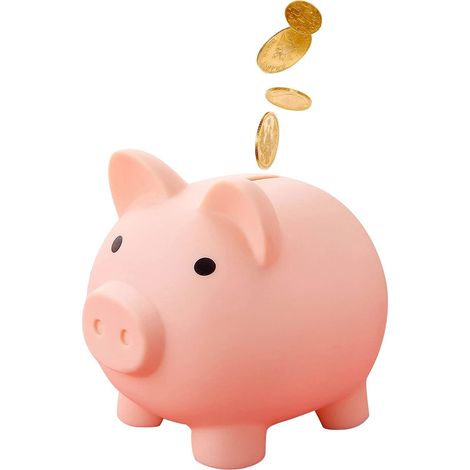 Niedliches Sparschwein mit drehbarem Bodendeckel, großes Fassungsvermögen, rosa, tolles Geschenk (1/5)