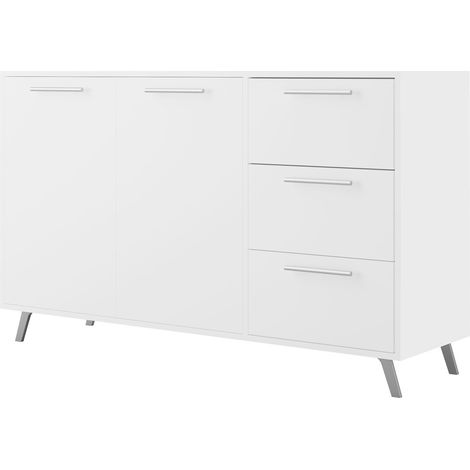 Cómoda Dortivu, Blanco, Con cajones y puertas, Número de cajones: 0, 86x139x41cm