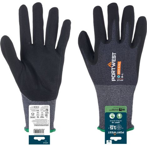 Guante de nitrilo SG Grip 15 PORTWEST APR12 L Gris/Negro