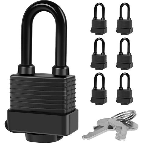 Lot de 6 cadenas résistants aux intempéries en laiton, codés à clé identique avec clé