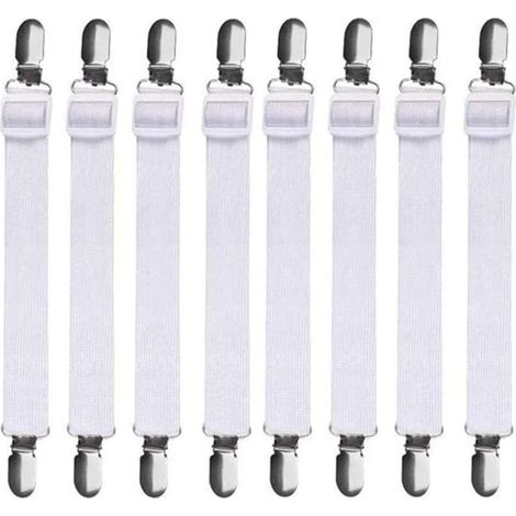8Pcs (60cm to 200cm) Adjustable Bed Sheet Holder, Bed Sheet Clips, Fitted Sheet Holders, Suitable for All Beds and Mattresses, Black (1/5)