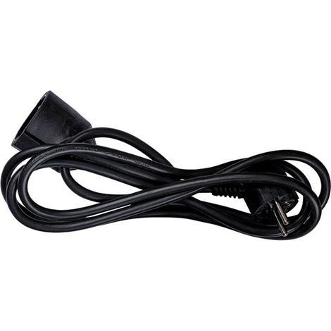 Rallonge Avec 1 Prise, 16a 250v, 3680w, Ip20, Câble H05vv-f 3g1,5 Mm², 2 M, Noir