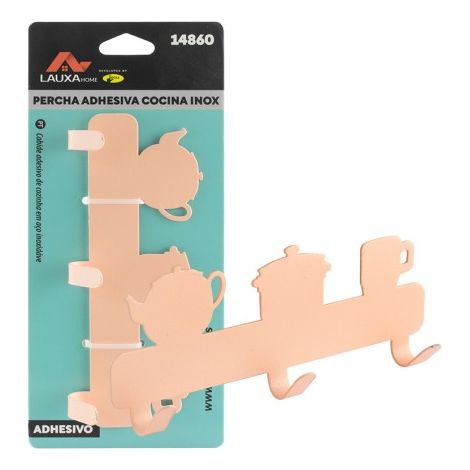 Percha Adhesiva Tres Ganchos Lauxa Home Acero Inoxidable 13x5cm Colores Variados (1/5)