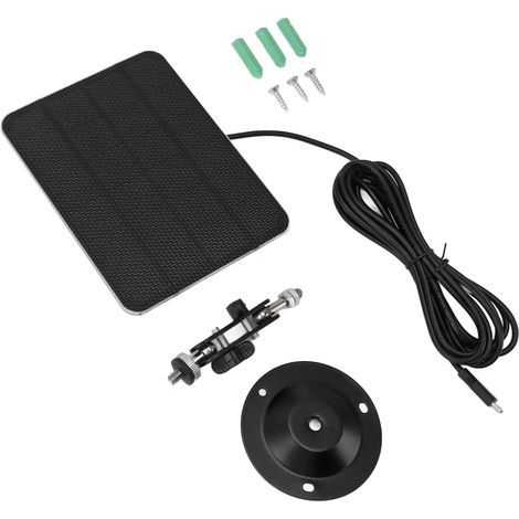 SJLERST Panneau solaire 5W, support mural avec support, câble de chargeur de téléphone de 3m, système d'alimentation solaire pour caméra de sécurité domestique (1/5)