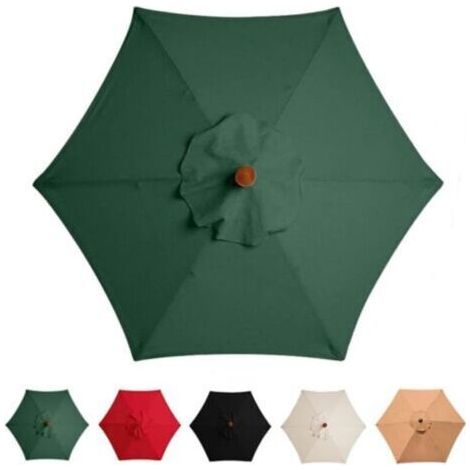 Housse de parasol de rechange 3 m, 6 bras, auvent de jardin, housse de parasol de rechange, (auvent uniquement)/vert