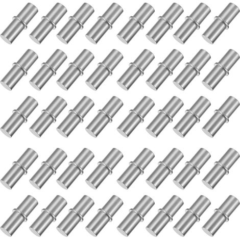 40 PCS Support Etagere 6×20mm pour Étagères en Acier au Carbone, Pions Cylindriques, Taquets Métalliques, Chevilles d’Appui, Fixation Robuste Stable Installation Facile pour Meubles Placards (1/5)