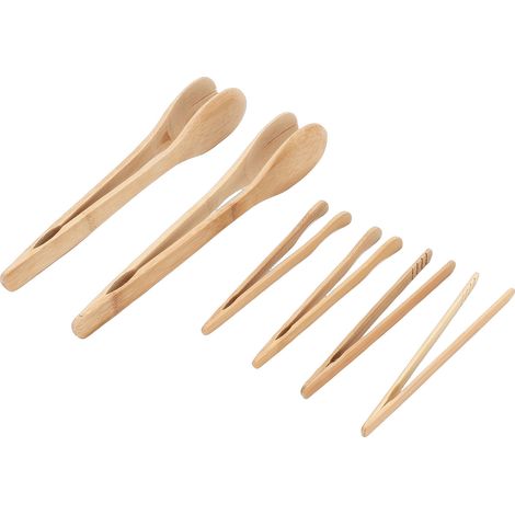 Pinces en bois polyvalentes réutilisables, ustensile de cuisine pour ramasser le fromage, salade, Fruits, pain, 6 pièces (1/5)