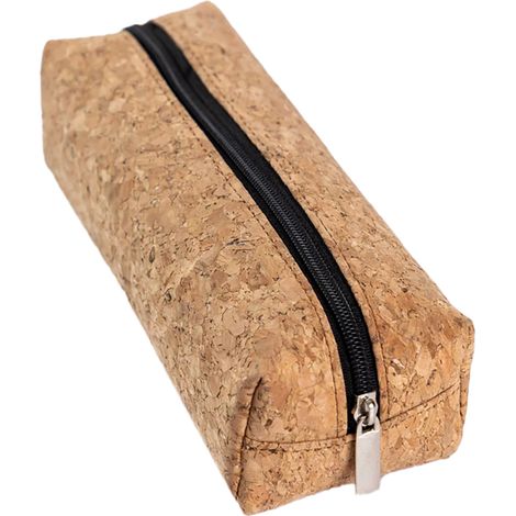 Estuche de CORCHO material sostenible Cremallera  22x7,5x8,5cm