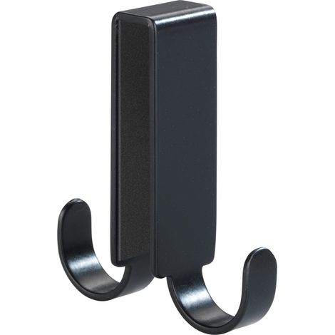 Wenko Doppio gancio per doccia Vieste Argento/Nero opaco - Gancio per parete box doccia, Acciaio inossidabile, 2 x 7 x 5.5 cm (1/4)