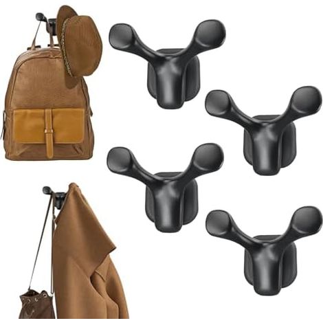 Set mit 4 robusten Magnethaken für Mäntel, Hüte, Werkzeuge starke, gummierte Haken für alle Metall- und Wandoberflächen vielseitige Organisationsmöglichkeiten. (1/5)