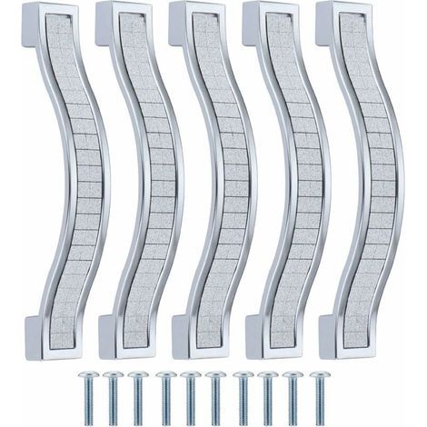 Lot de 10 poignées de tiroir alliage strass cristal pour commode armoire de cuisine placard, Silver, 96MM-10PCS (1/5)
