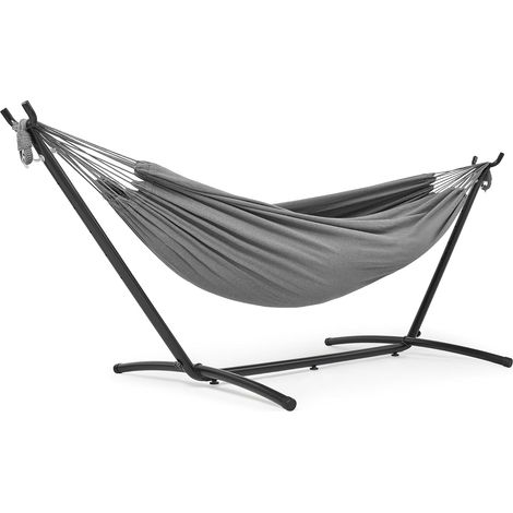 Hamac avec Support d'extérieur de Camping Portable, Hammack sur Pied pour Le Camping, la Plage et Les Voyages, 200 kg Capacité de Charge, Grise