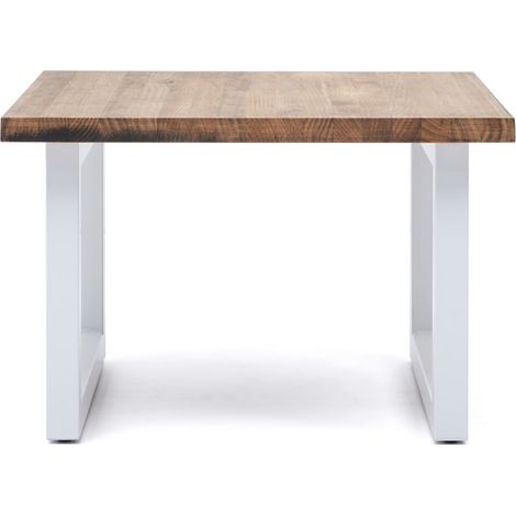 Mesa auxiliar iCub Strong ECO 60x60x53 Blanca en madera maciza de pino acabado vintage estilo industrial Box Furniture