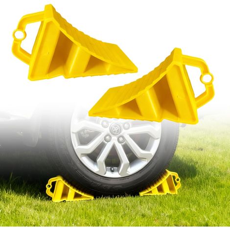 Lot de 2 cales de roue pour remorque avec poignées : 20×12×11 cm Cales de roue durables pour remorque en plastique, cales antidérapantes pour remorque pour voiture, caravane, camping-car et (1/5)