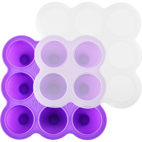 Moule en silicone à 9 cavités, avec couvercle transparent et hermétique, idéal pour la congélation des aliments, pour les enfants et les bébés. Couleur : violet. - AquaForge (1/5)