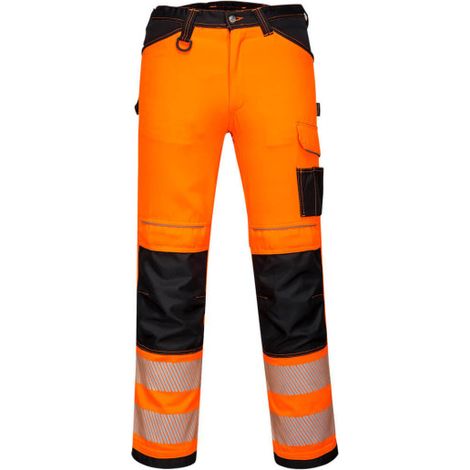 Pantalón elástico de trabajo PW3 de alta visibilidad para mujer - Naranja Negro - Talla 34