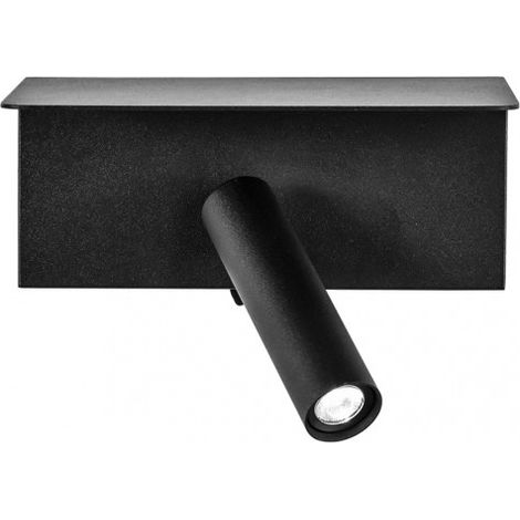FABRILAMP 171661009 Appliquer 3w 4000k Leonardo Noir C/étagère Y Usb 150lm C/interrupteur 14x18x14cm Orientb