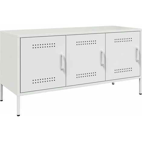 Mueble TV multimedia estantería para televisión buffet para televisión comedor salón dormitorio 100,5 x 39 x 50,5 cm acero blanco 020025542 (1/5)