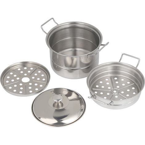 Casserole vapeur miniature en acier inoxydable pour enfants jeu de cuisine jouet alimentaire (1/4)